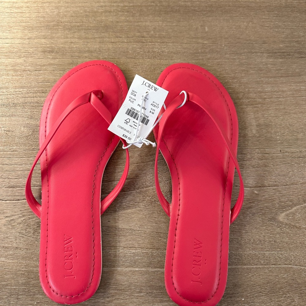NWT hot pink thong sandals. Size 8. J. Crew Factory